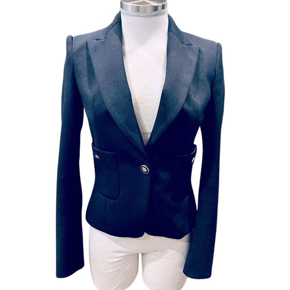 ZARA  Navy Padded Blazer Size XS - Picture 2 of 8